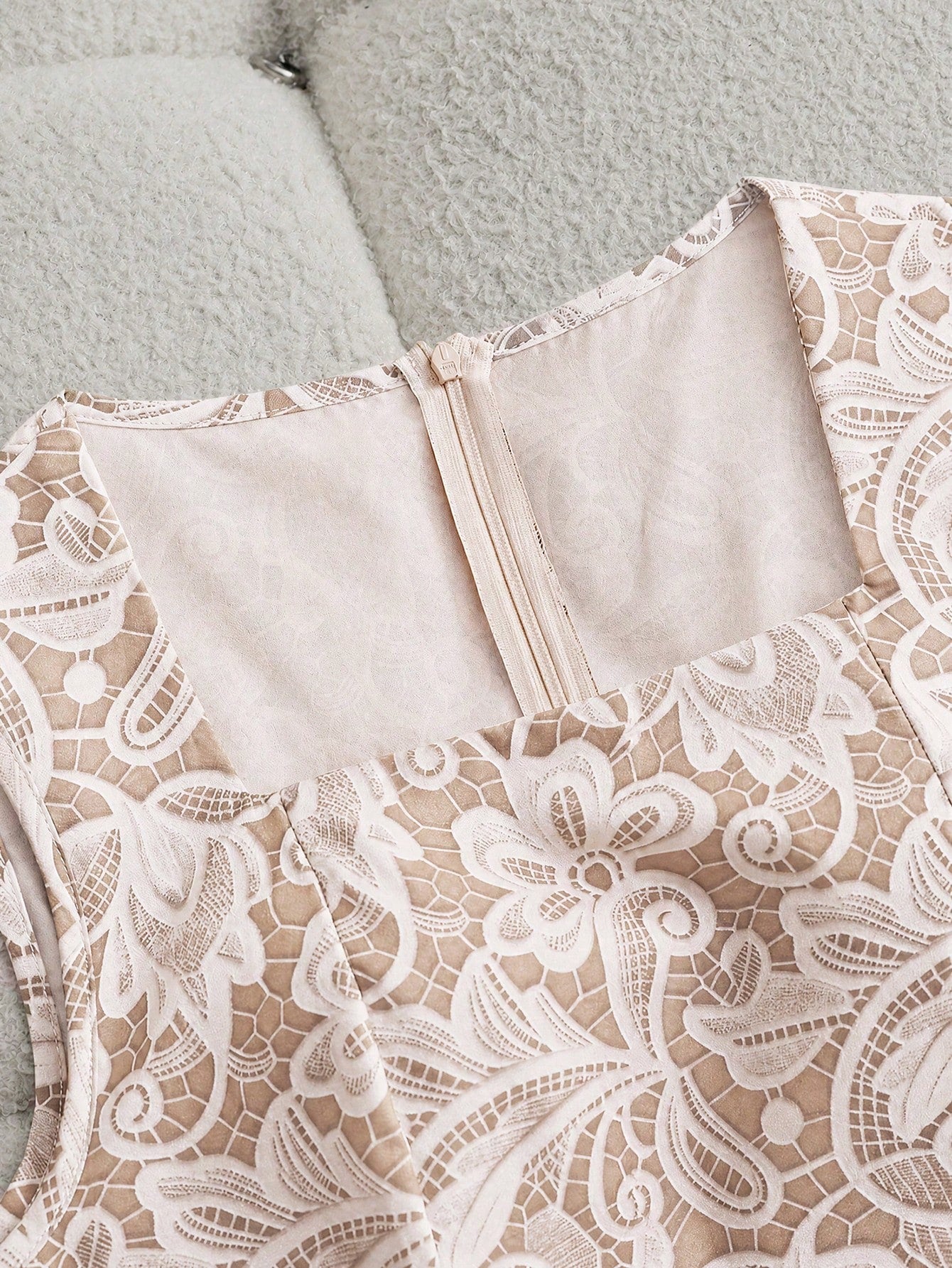 Franclia Lace 3D Printed Square Neck Elegant Dress, Comfortable Slimming Fit For Daily Commute And Office Wear, 2026 Summer New Women's Sleeveless Party And Gathering Dress, White Lace Sleeveles