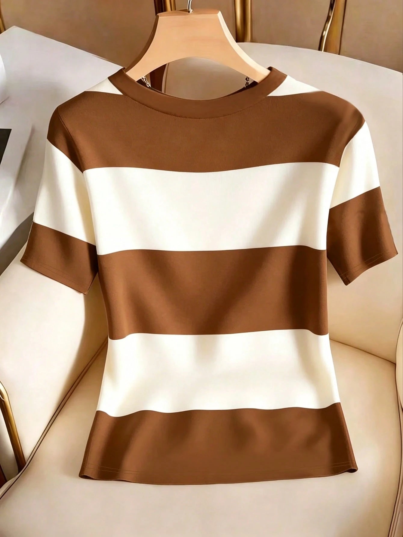 Franclia Plus Size Casual Striped Print T-Shirt