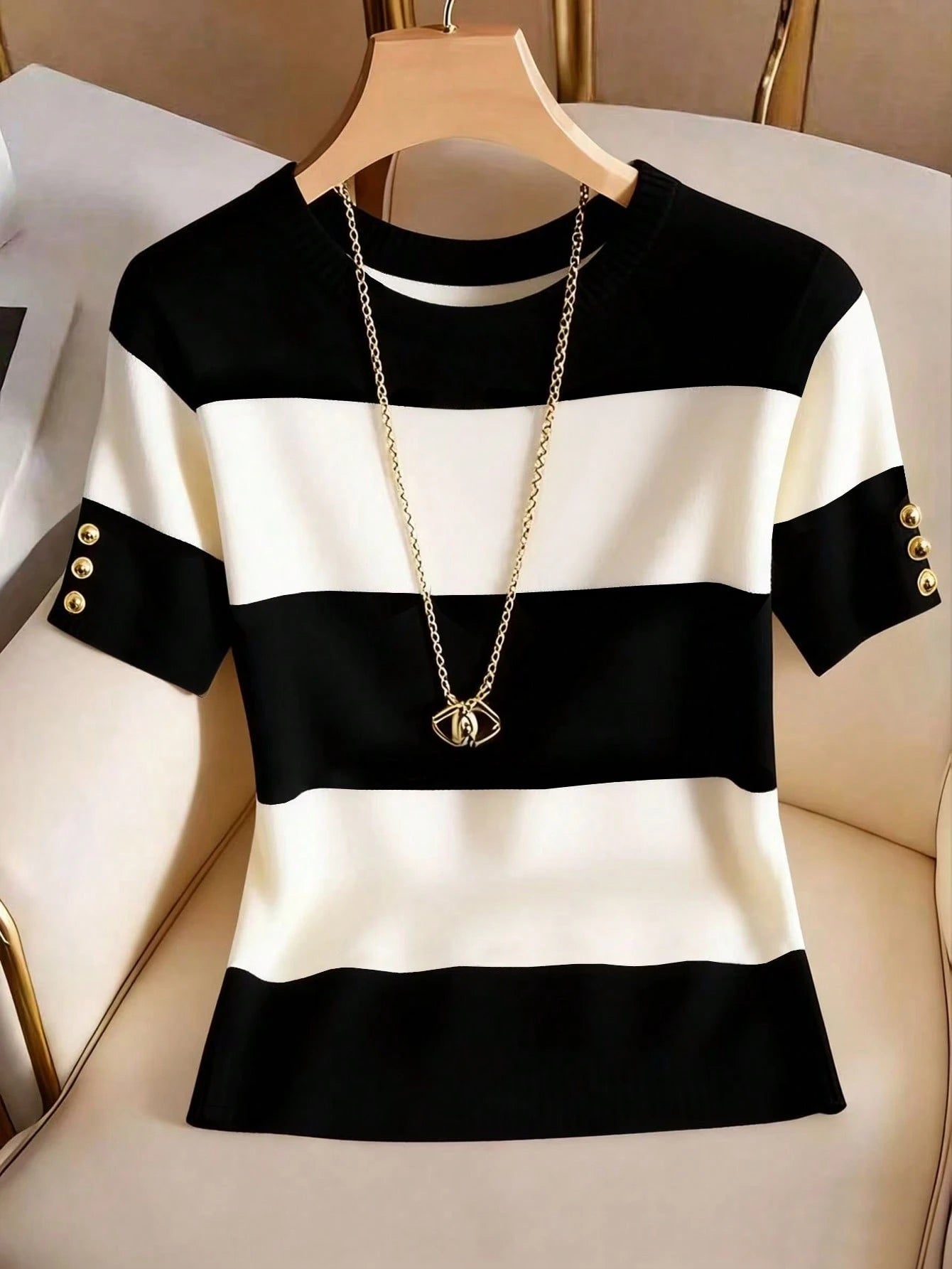 Franclia Plus Size Casual Striped Print T-Shirt