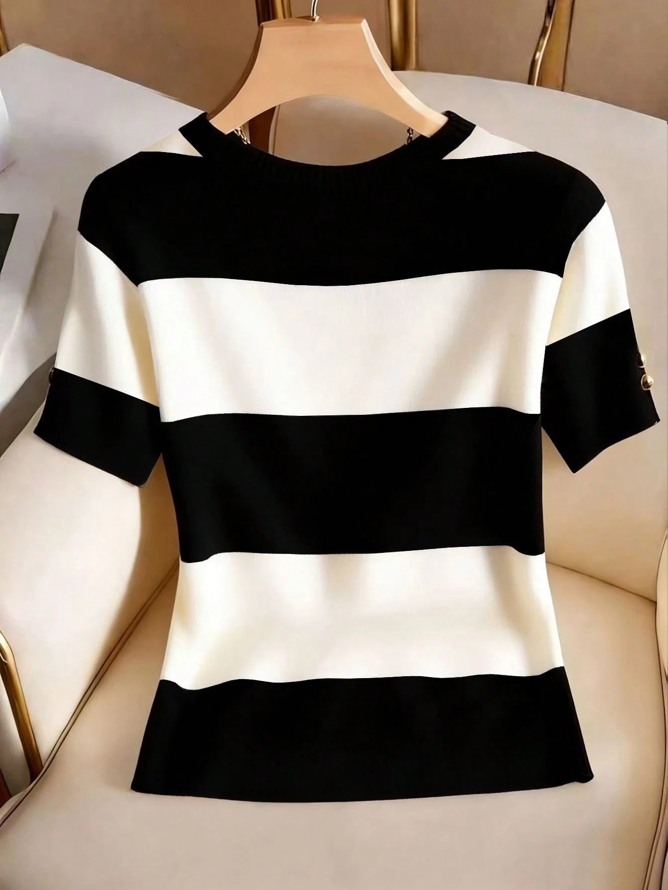 Franclia Plus Size Casual Striped Print T-Shirt