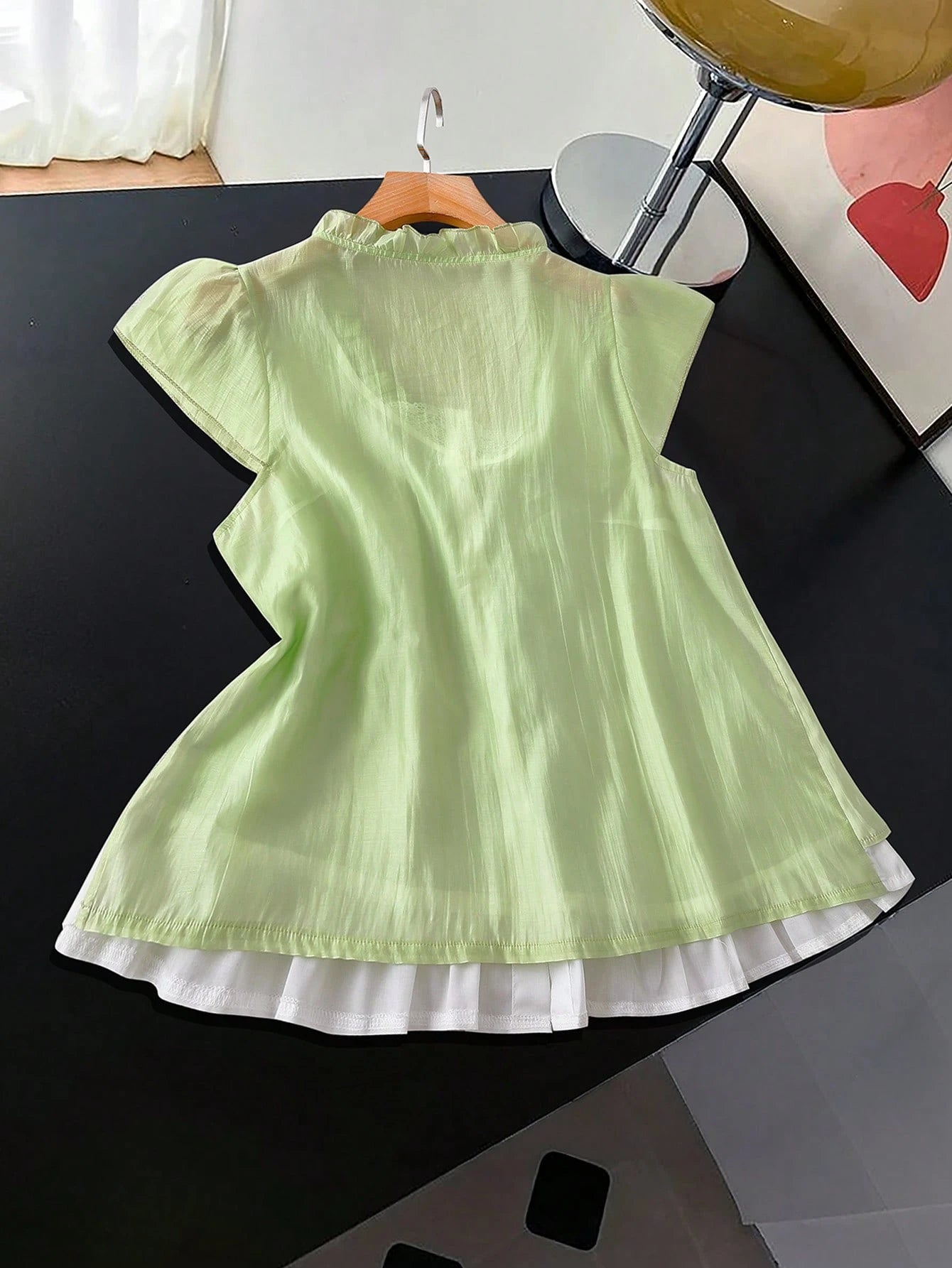 Franclia Plus Size Summer French Lace Patchwork Loose Casual Shirt, Relaxed Versatile