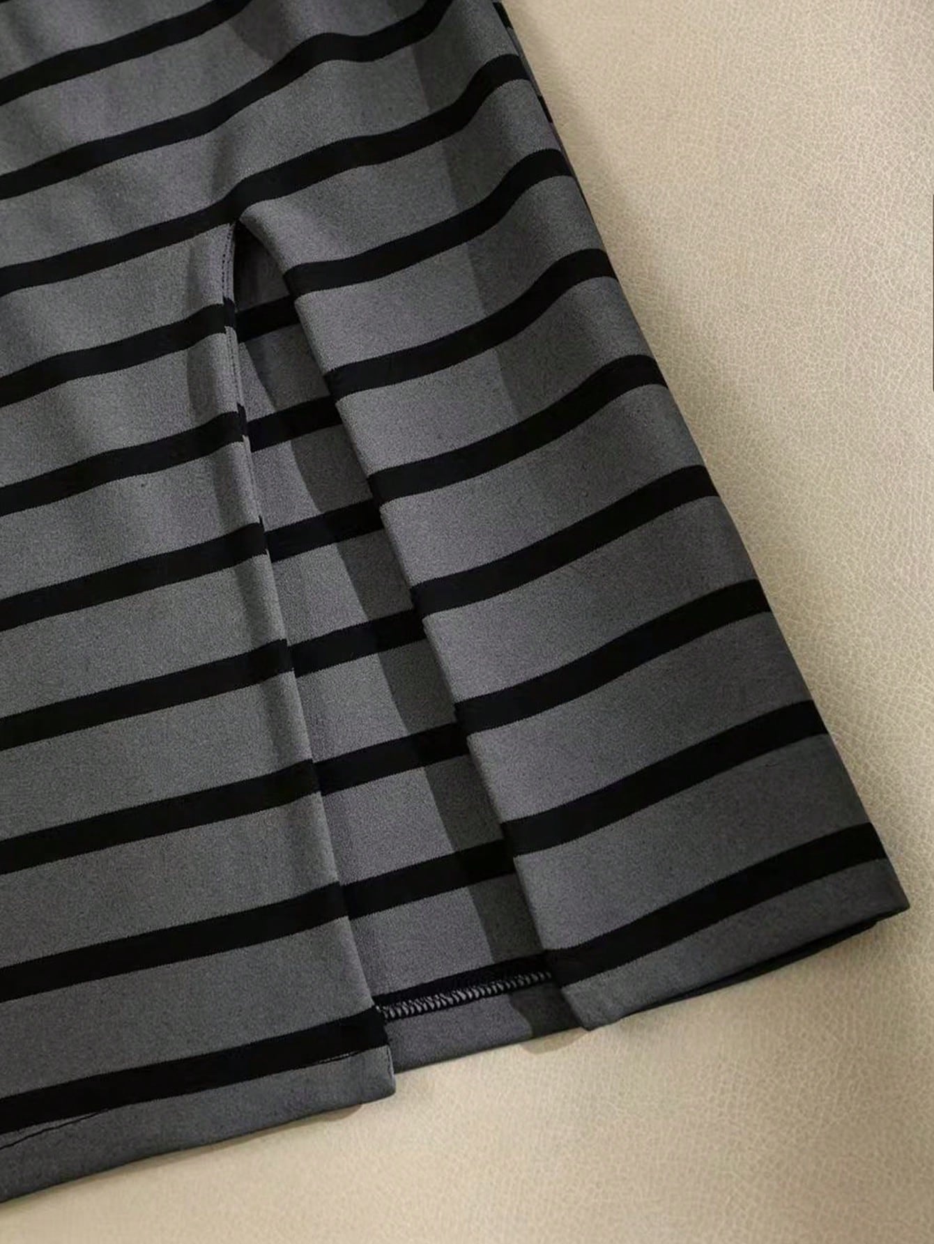 Franclia Women's Elegant Fitted Striped Square Neck Slimming Colorblock Commuter Office Dress, Spring/Summer, Bodycon, Slit, Stretchy