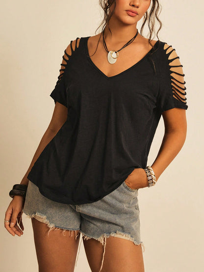 Freevana Plus Cut Out Raglan Sleeve Tee