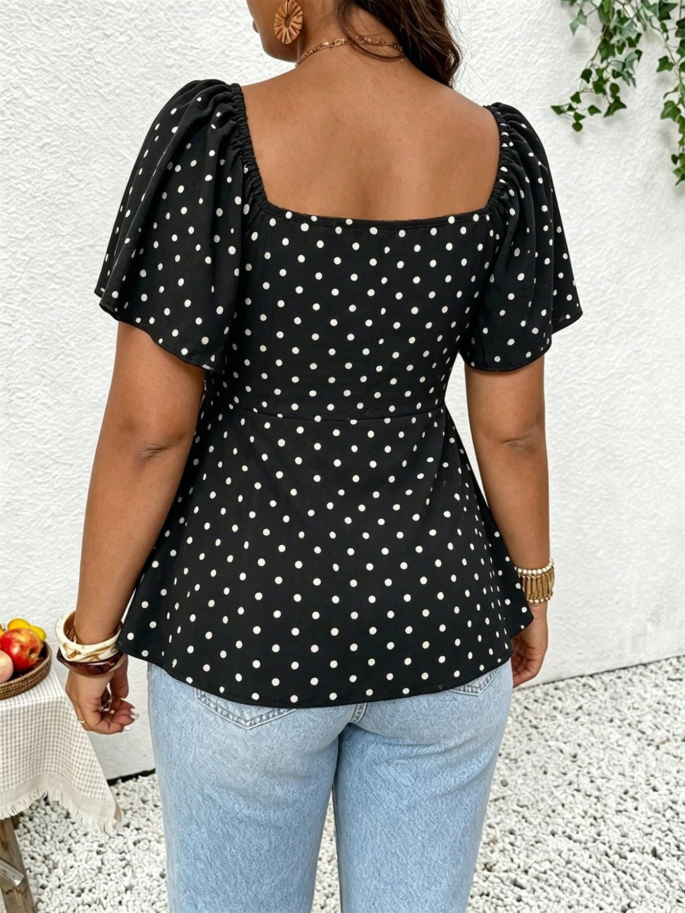 Frenchy Plus Size Summer Casual Polka Dot Print T-Shirt