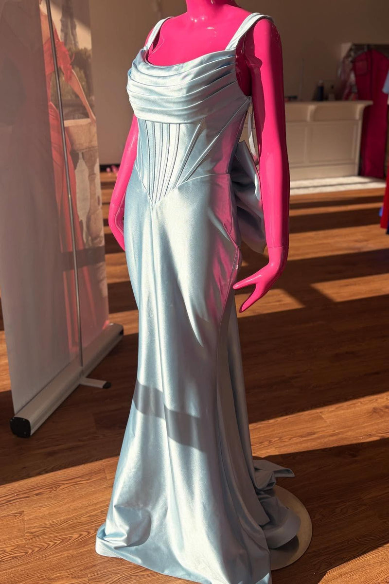 Fuchsia Fitted Long Formal Dress with A Bow