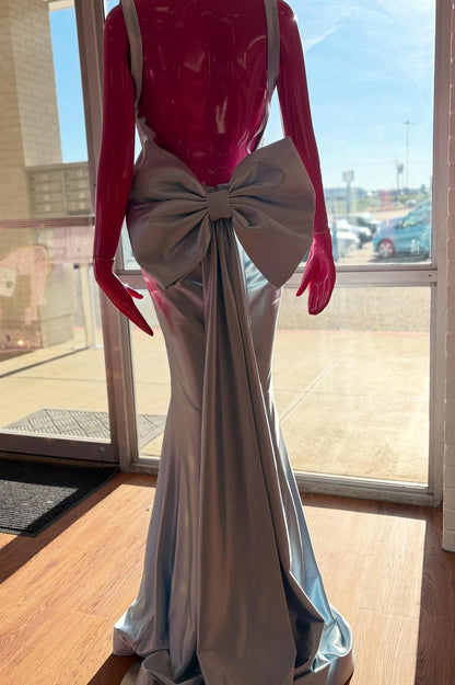 Fuchsia Fitted Long Formal Dress with A Bow