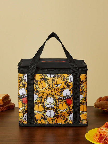 GARFIELD| 1 Cartoon Character Printed Thermal Insulation Lunch Bag, Which Can Be Kept Warm Or Cold, Picnic Bag, Large Capacity, Can Hold Lunch Boxes And Drinks, Suitable For Picnic, Camping, Tr