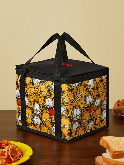 GARFIELD| 1 Cartoon Character Printed Thermal Insulation Lunch Bag, Which Can Be Kept Warm Or Cold, Picnic Bag, Large Capacity, Can Hold Lunch Boxes And Drinks, Suitable For Picnic, Camping, Tr