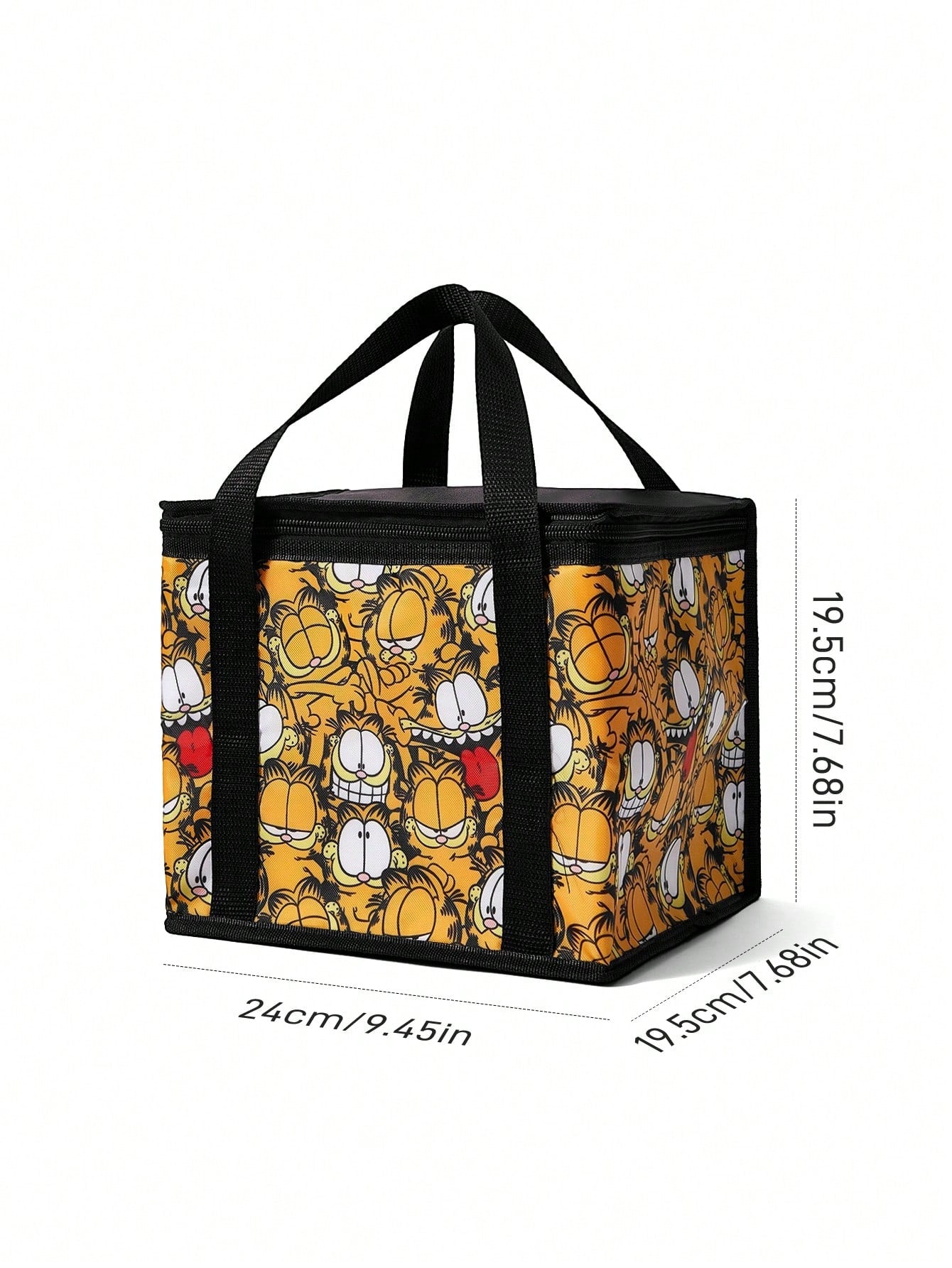 GARFIELD| 1 Cartoon Character Printed Thermal Insulation Lunch Bag, Which Can Be Kept Warm Or Cold, Picnic Bag, Large Capacity, Can Hold Lunch Boxes And Drinks, Suitable For Picnic, Camping, Tr