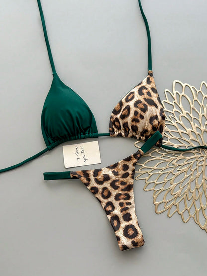 Geometric & Tropical Floral Print Casual Cute Elegant Sexy Bohemian Style Tie-Front Bikini Swimwear Set For Women, Summer Beach Vacation