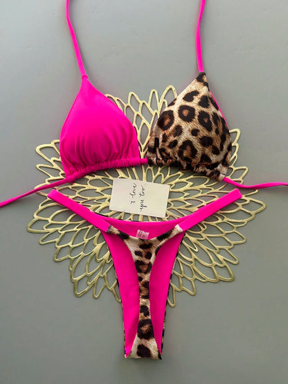 Geometric & Tropical Floral Print Casual Cute Elegant Sexy Bohemian Style Tie-Front Bikini Swimwear Set For Women, Summer Beach Vacation