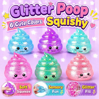 Glitter Poop Squishy Toys For Kids, Cute Soft Squeeze Sensory Fidget Set, Stress Relief Toy For Party Favors, Classroom Rewards, Birthday Gifts