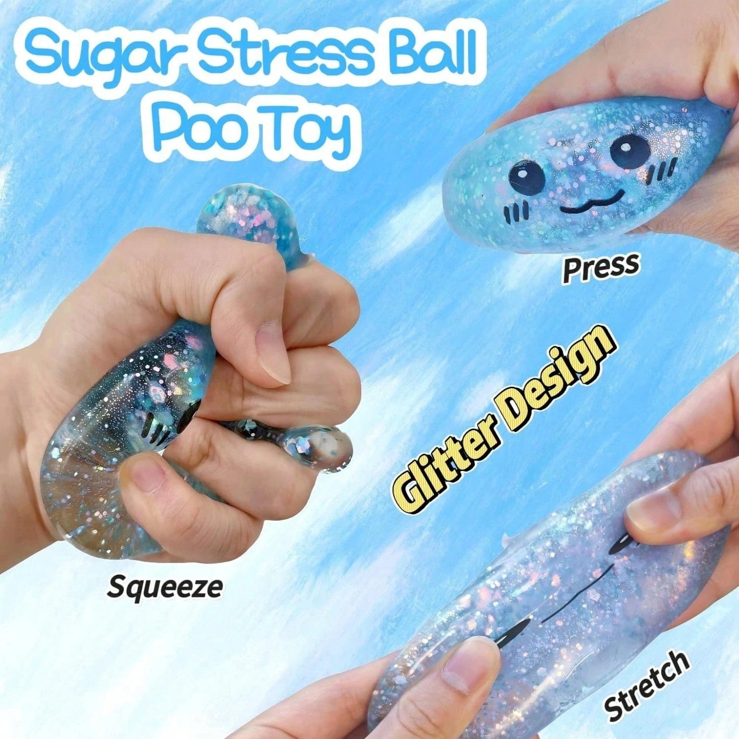 Glitter Poop Squishy Toys For Kids, Cute Soft Squeeze Sensory Fidget Set, Stress Relief Toy For Party Favors, Classroom Rewards, Birthday Gifts