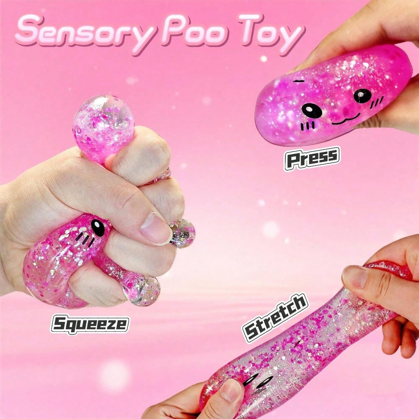 Glitter Poop Squishy Toys For Kids, Cute Soft Squeeze Sensory Fidget Set, Stress Relief Toy For Party Favors, Classroom Rewards, Birthday Gifts