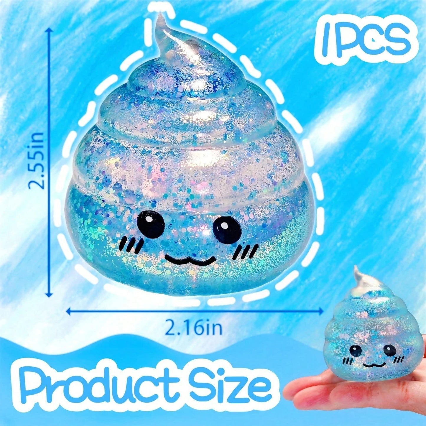 Glitter Poop Squishy Toys For Kids, Cute Soft Squeeze Sensory Fidget Set, Stress Relief Toy For Party Favors, Classroom Rewards, Birthday Gifts
