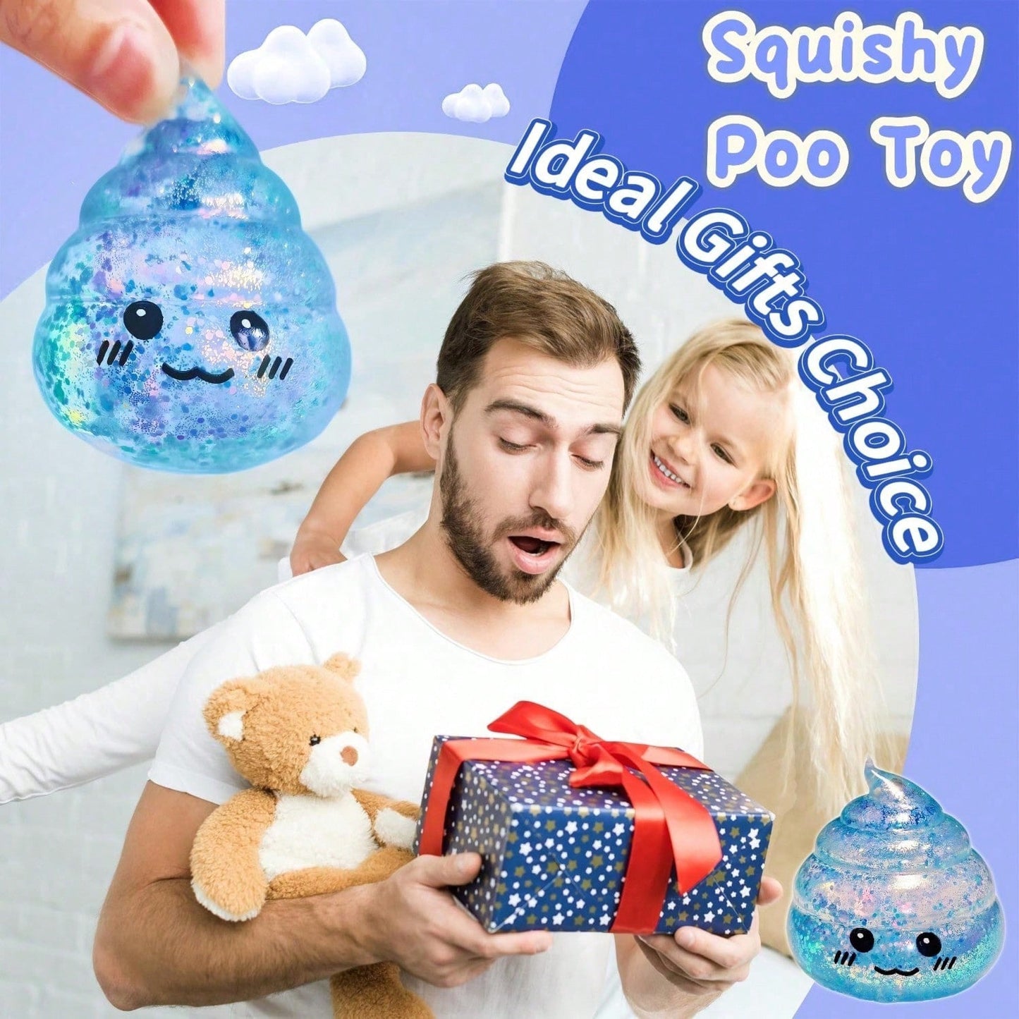 Glitter Poop Squishy Toys For Kids, Cute Soft Squeeze Sensory Fidget Set, Stress Relief Toy For Party Favors, Classroom Rewards, Birthday Gifts