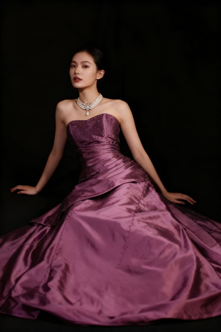 Glitter Strapless Beaded A-line Pleated Long Prom Dresses,AST2321