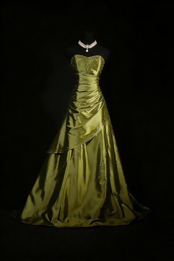 Glitter Strapless Beaded A-line Pleated Long Prom Dresses,AST2321
