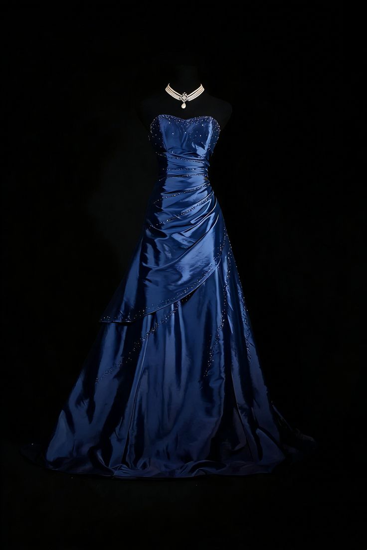 Glitter Strapless Beaded A-line Pleated Long Prom Dresses,AST2321