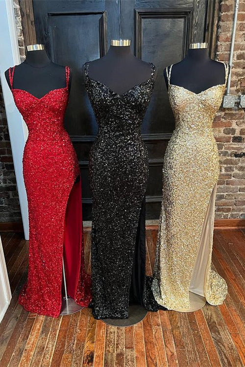 Glitters Mermaid Sequin Side Slit Long Formal Dress