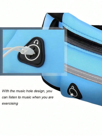 Glow Belt Bag With Adjustable Strap And Water Bottle Pocket Carry Phone High-Stretch Running Waist Bag Men And Women Reflective Strips Design For Night Running For Outdoors Workout Traveling Casual Hi