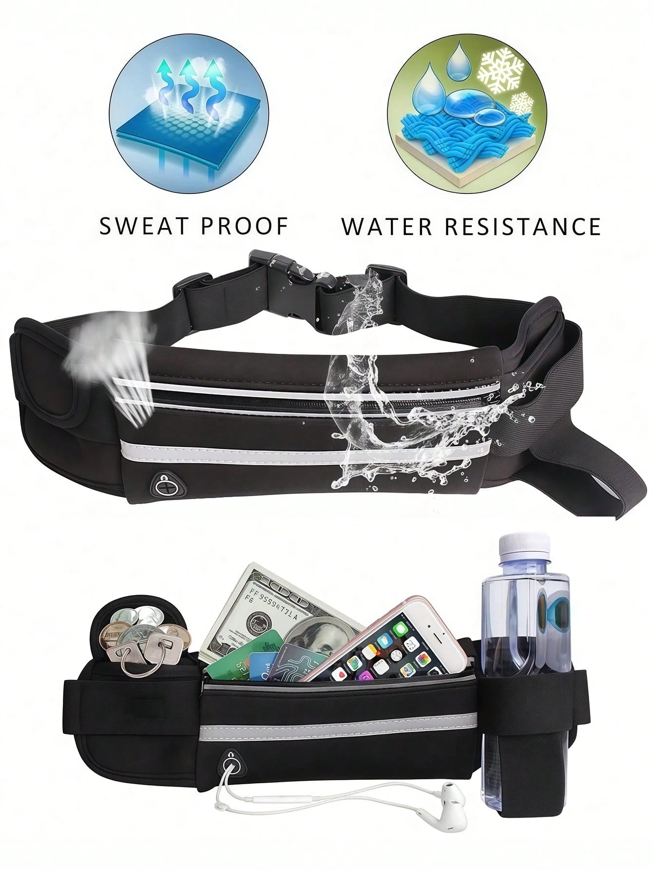 Glow Mode Luminous Waist Bag, Professional Anti-Bounce Running Waist Bag For Women, With Adjustable Shoulder Strap, Waterproof Sports Waist Bag, Outdoor Fitness Travel Casual Running Hiking Cycling Ru