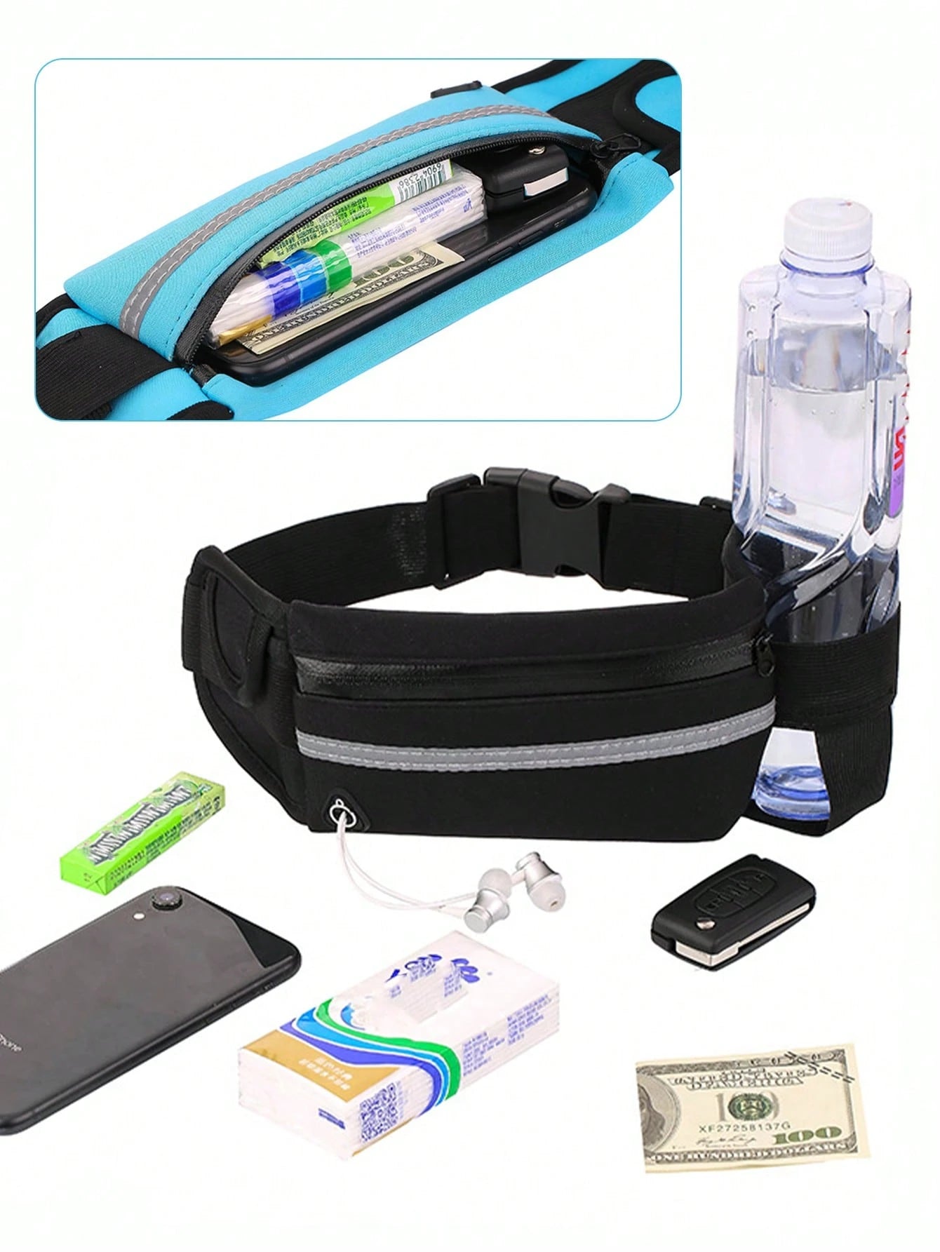Glow Mode Luminous Waist Bag, Professional Anti-Bounce Running Waist Bag For Women, With Adjustable Shoulder Strap, Waterproof Sports Waist Bag, Outdoor Fitness Travel Casual Running Hiking Cycling Ru