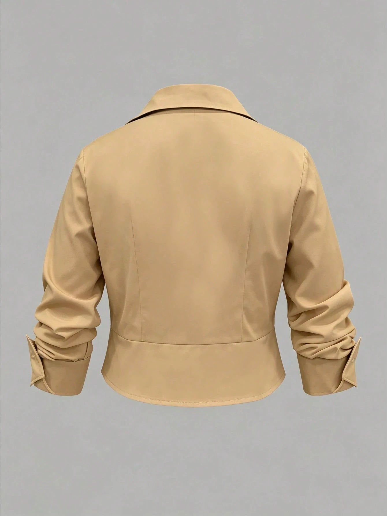 GlowEve CURVE Apricot 2 In 1 Waist-Cinching Blouse For Women, Design V-Neck Slimming Commuter Top, Professional Mature Style! Waist-Cinching 2 In 1 Shirt, Flattering Slimming Lapel Short Sleeve Profes