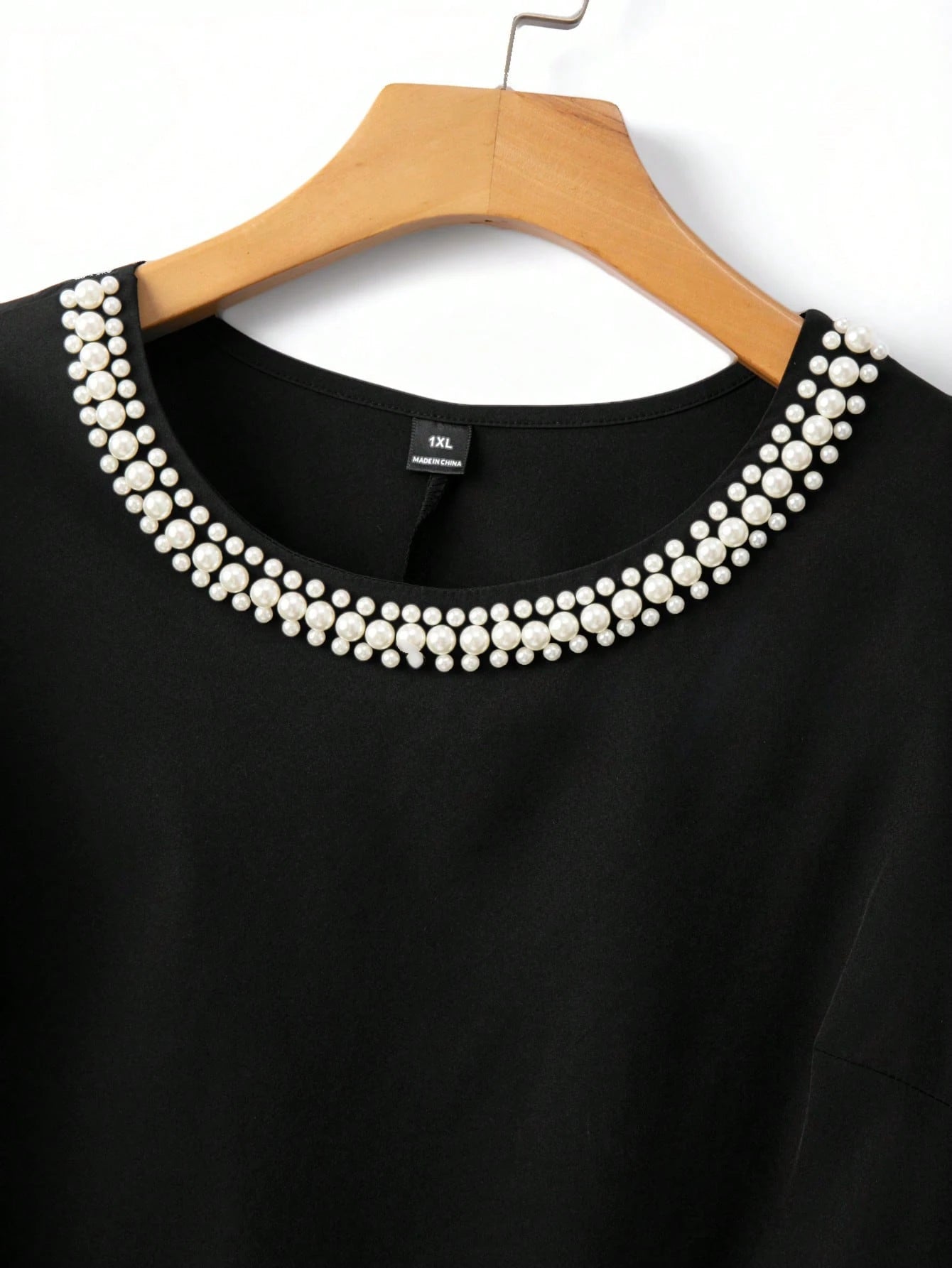 GlowEve CURVE Plus Size Elegant Commuter Mesh Patchwork Beaded Decor Blouse