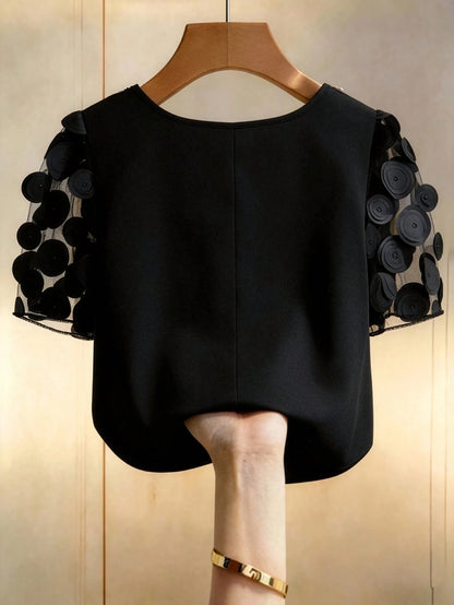 GlowEve CURVE Plus Size Women Crew Neck Faux Pearl Decor Casual Versatile Daily Wear Blouse