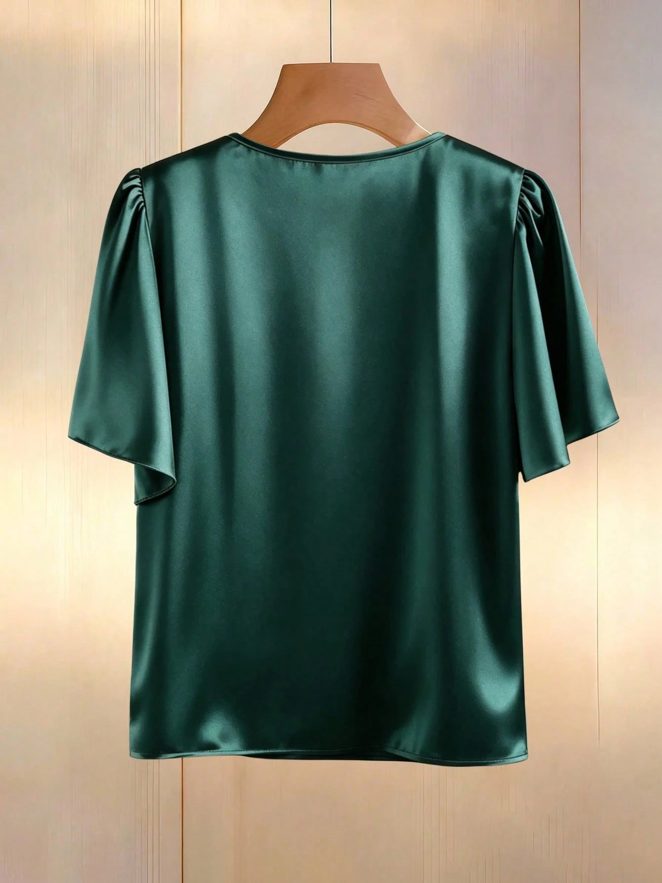 GlowEve CURVE Plus Size Women Elegant Satin Beaded Collar Cap Sleeve Blouse