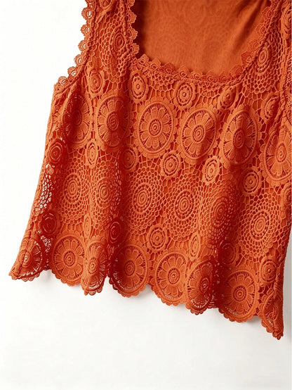 GlowEve CURVE Plus Size Women Fashionable Hollow Lace Elegant Casual Camisole