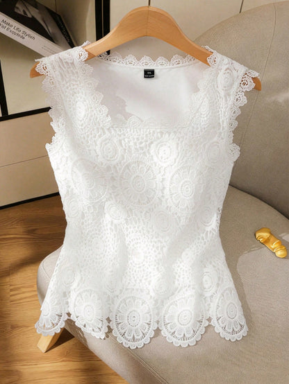 GlowEve CURVE Plus Size Women Fashionable Hollow Lace Elegant Casual Camisole