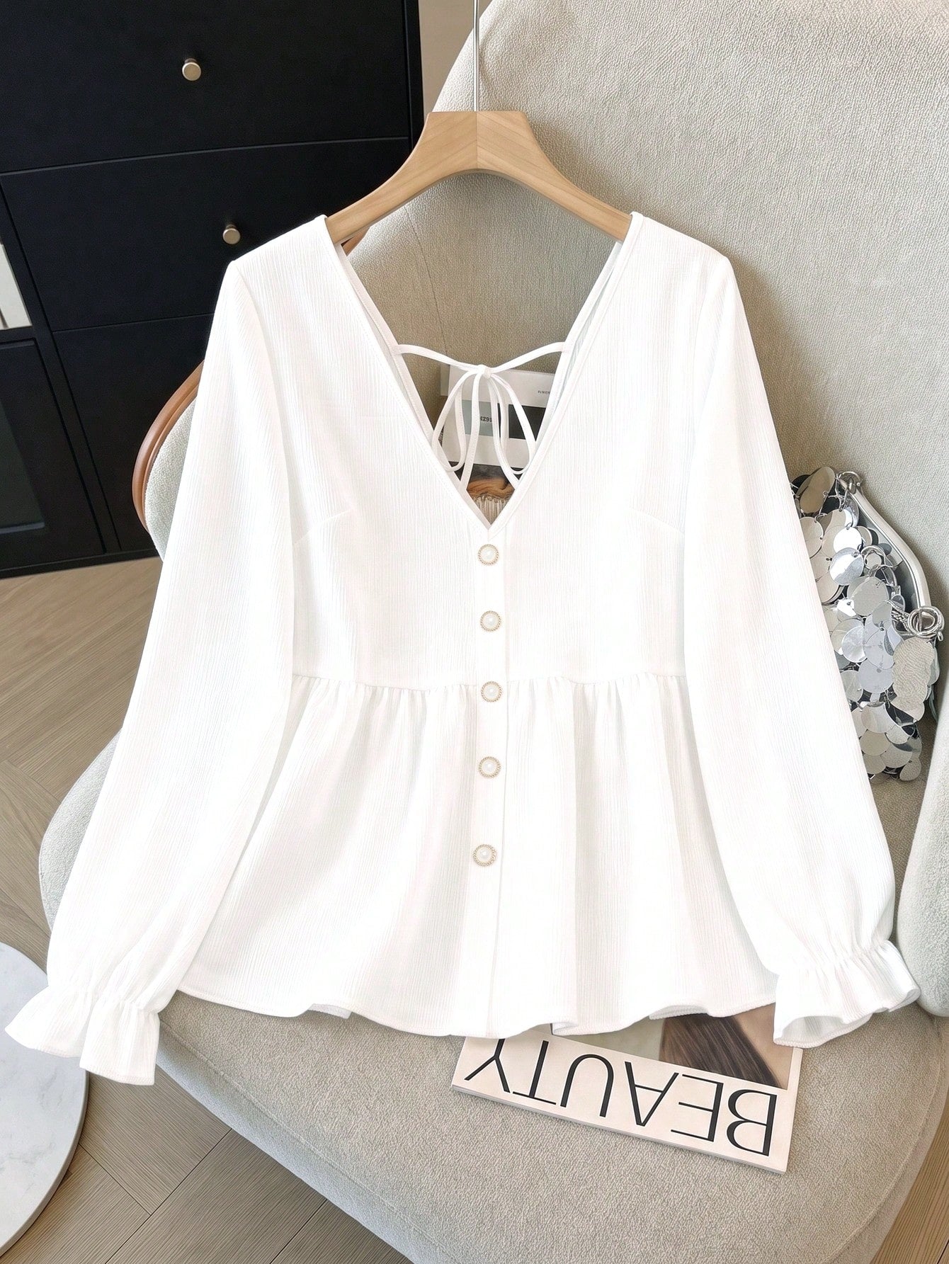 GlowEve CURVE Plus Size Women's Faux Linen Comfortable Shirt, Casual Open Front Design, Vacation Style, Suitable For Spring, Summer, Autumn Versatile Outfits