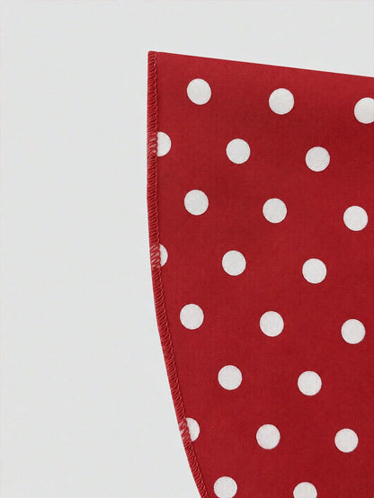 GlowEve Women's V-Neck Short Sleeve Waist-Cinching Polka Dot Midi Dress For Beach Vacation