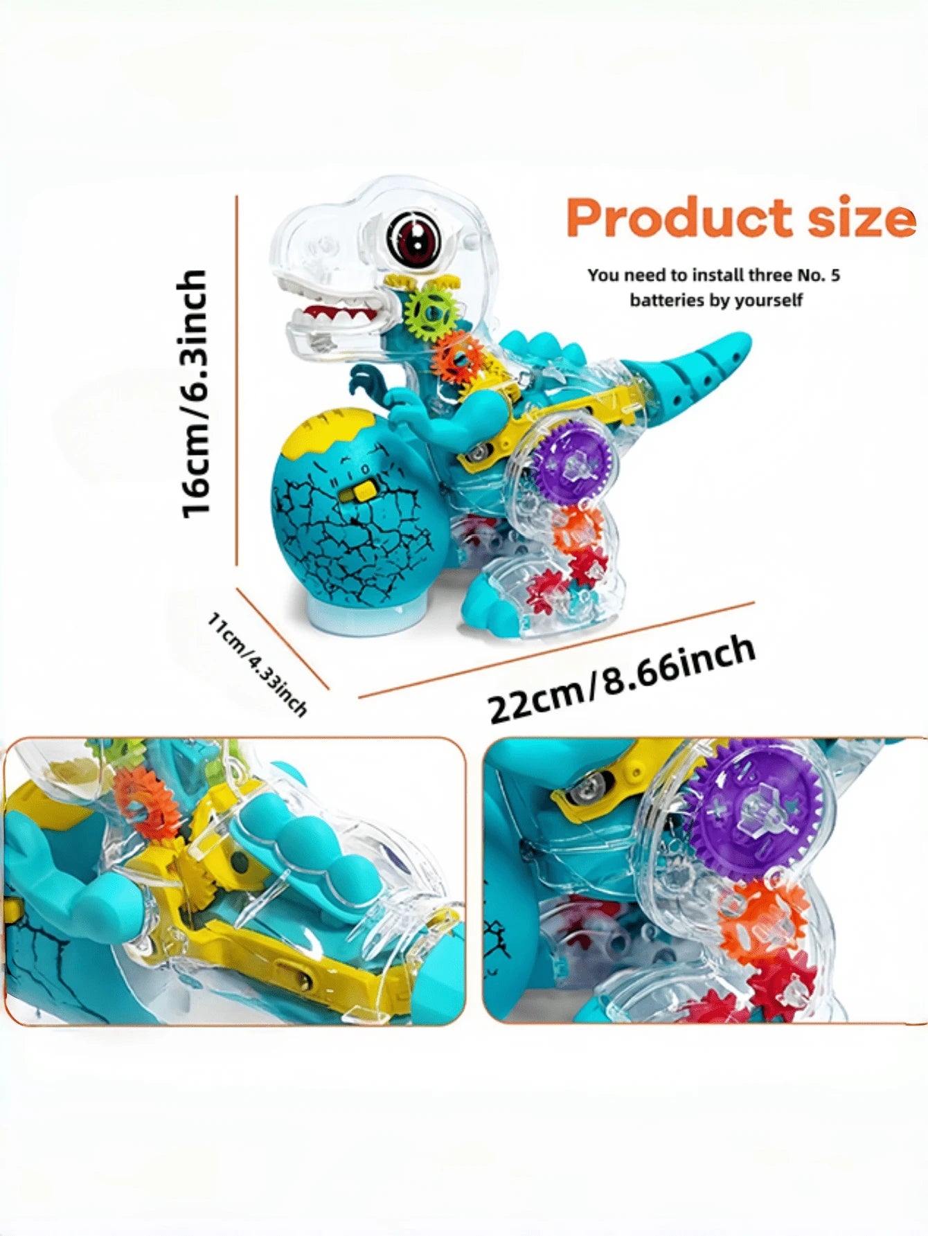 Glowing Dinosaur Toy With Colorful Illuminating Wheels, Music And Playful Gears, Transparent Educational Toy, Suitable For Children, Electric Dinosaur Toy With Music And Lights, Realistic Walking Tyra