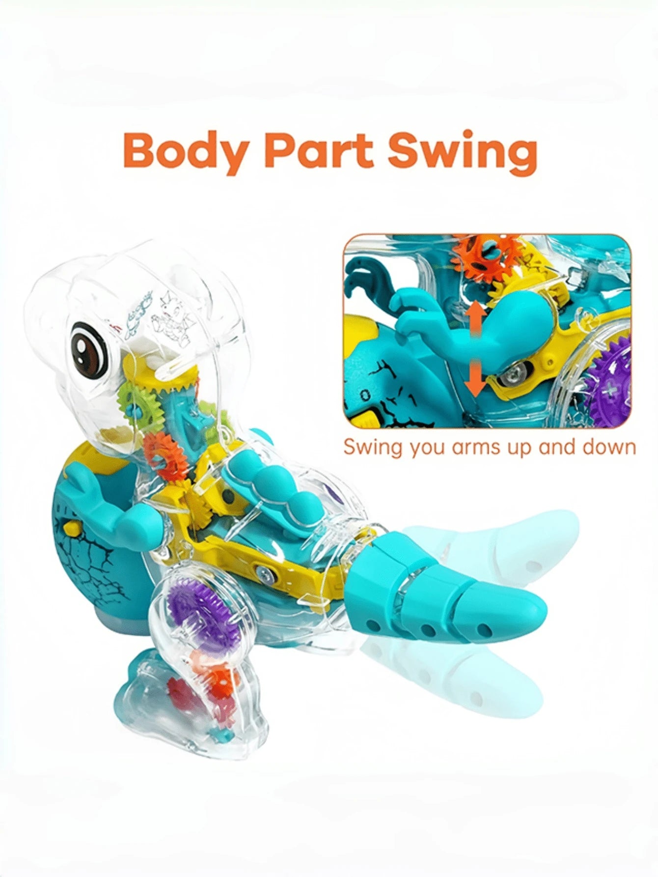 Glowing Dinosaur Toy With Colorful Illuminating Wheels, Music And Playful Gears, Transparent Educational Toy, Suitable For Children, Electric Dinosaur Toy With Music And Lights, Realistic Walking Tyra