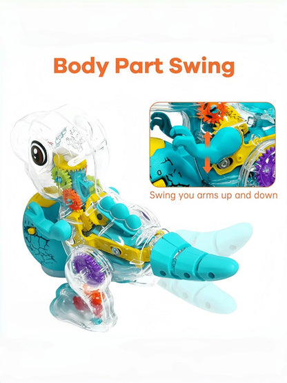 Glowing Dinosaur Toy With Colorful Illuminating Wheels, Music And Playful Gears, Transparent Educational Toy, Suitable For Children, Electric Dinosaur Toy With Music And Lights, Realistic Walking Tyra