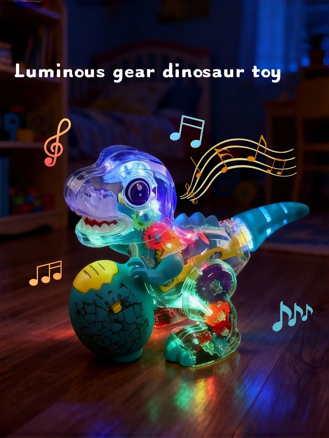Glowing Dinosaur Toy With Colorful Illuminating Wheels, Music And Playful Gears, Transparent Educational Toy, Suitable For Children, Electric Dinosaur Toy With Music And Lights, Realistic Walking Tyra
