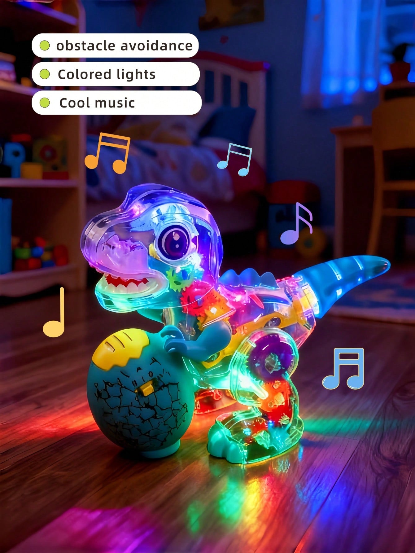 Glowing Dinosaur Toy With Colorful Illuminating Wheels, Music And Playful Gears, Transparent Educational Toy, Suitable For Children, Electric Dinosaur Toy With Music And Lights, Realistic Walking Tyra