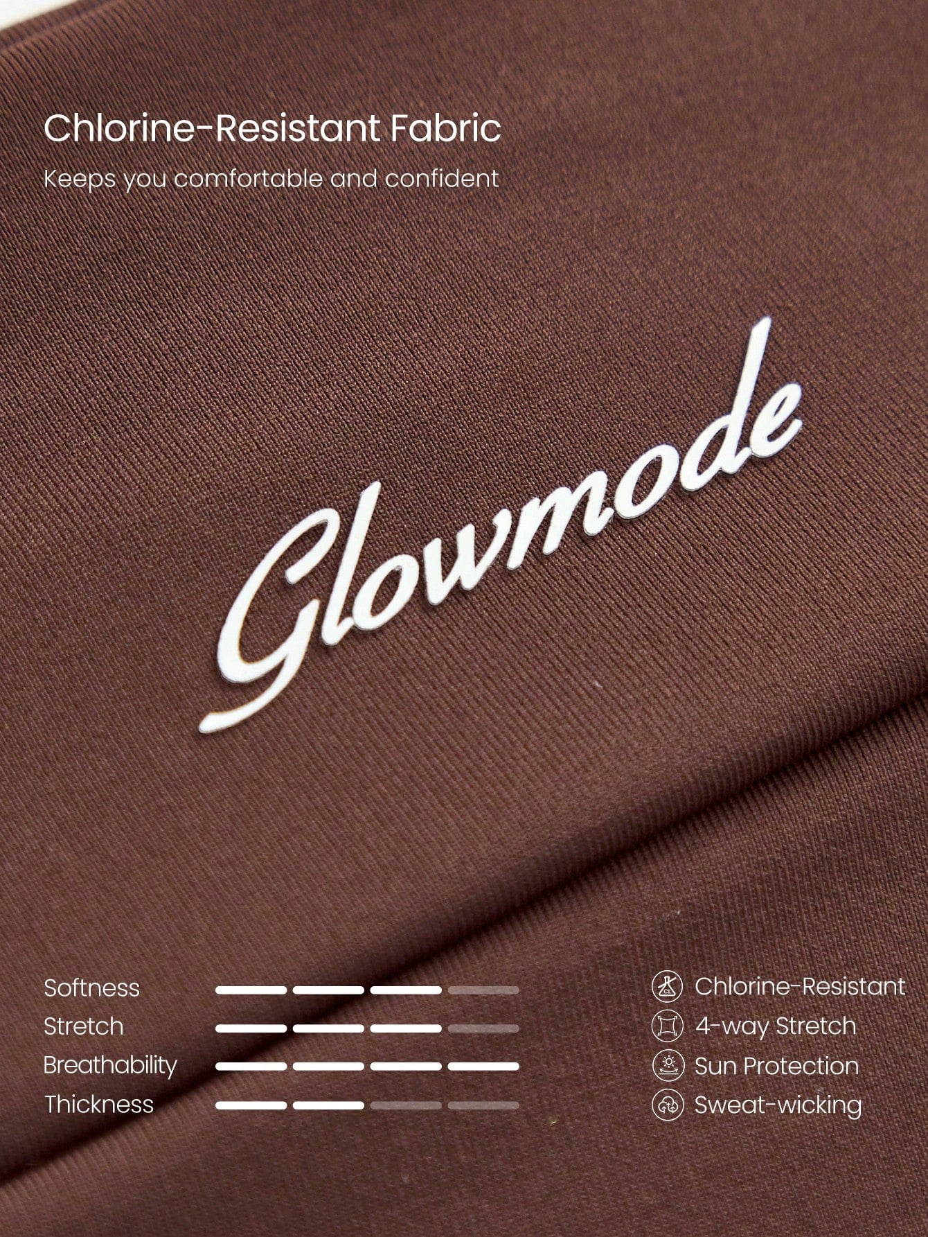GLOWMODE Chlorine-Resistant Make A Splash High-Waisted Sun-Protective Stretchy Quick-Dry Colorblock Bikini Bottoms Swimming Beach Pool Summer
