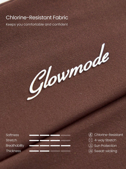 GLOWMODE Chlorine-Resistant Make A Splash High-Waisted Sun-Protective Stretchy Quick-Dry Colorblock Bikini Bottoms Swimming Beach Pool Summer