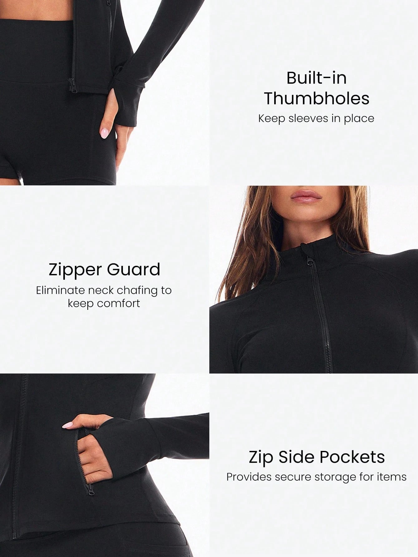 GLOWMODE FeatherFit™ Slim-It Streamline Performance Secure Pockets Zip Up Long Sleeve Jacket Low Impact Yoga Pilates Daily Spring Summer