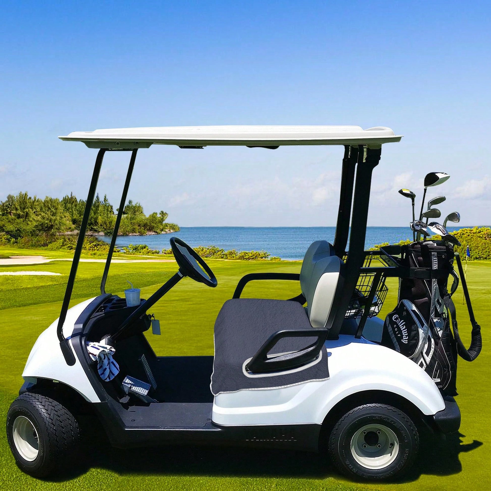 Golf Cart Seat Covers For 2/4-Seater, Microfiber Seat Towel Blanket, Keeps Seats Cool, Clean & Comfortable, Fits EZGO, Club Car, 52 X 32 Inch