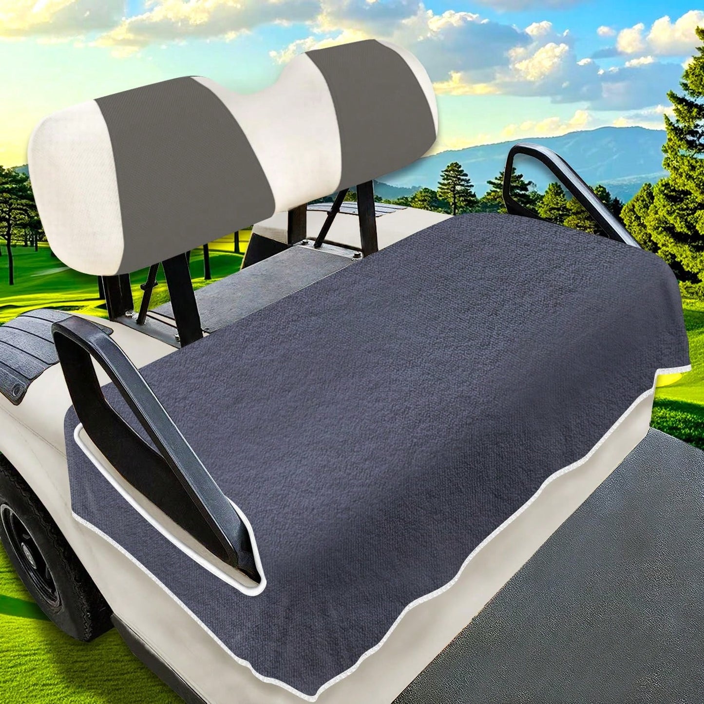 Golf Cart Seat Covers For 2/4-Seater, Microfiber Seat Towel Blanket, Keeps Seats Cool, Clean & Comfortable, Fits EZGO, Club Car, 52 X 32 Inch