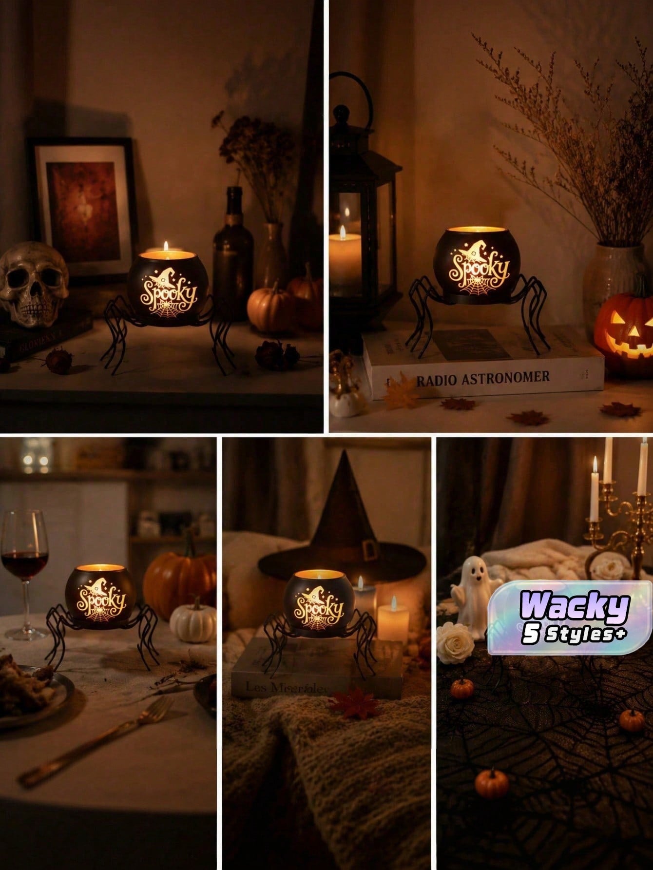 Gothic Spooky Spider Tealight Holder Halloween Christmas Witch Pumpkin Candle Cup Holiday Aesthetic Room Decor
