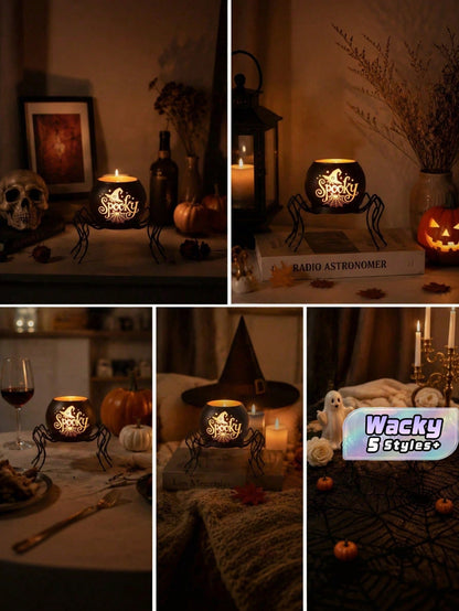 Gothic Spooky Spider Tealight Holder Halloween Christmas Witch Pumpkin Candle Cup Holiday Aesthetic Room Decor