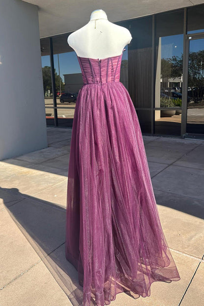 Grape Sweetheart Corset A-line Long Prom Dress