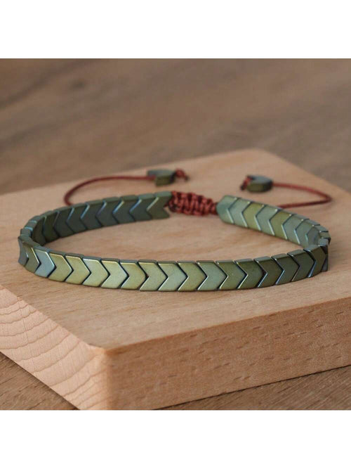 gxtbw 1pc Arrow Design Hematite Bracelet Balance Bracelet Meditation Calming Spiritual Protection Bracelet Gift