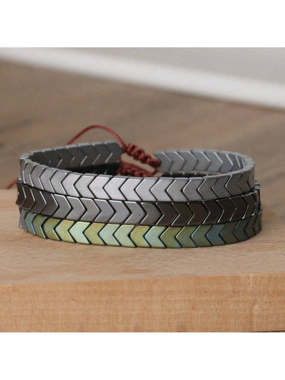 gxtbw 1pc Arrow Design Hematite Bracelet Balance Bracelet Meditation Calming Spiritual Protection Bracelet Gift